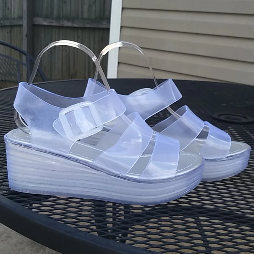 Clear platform‎ sandals size 8